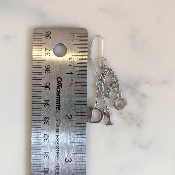 NWT Dior Silver Charm Earrings Vintage Wire Drop Rare - Picture 4 of 5